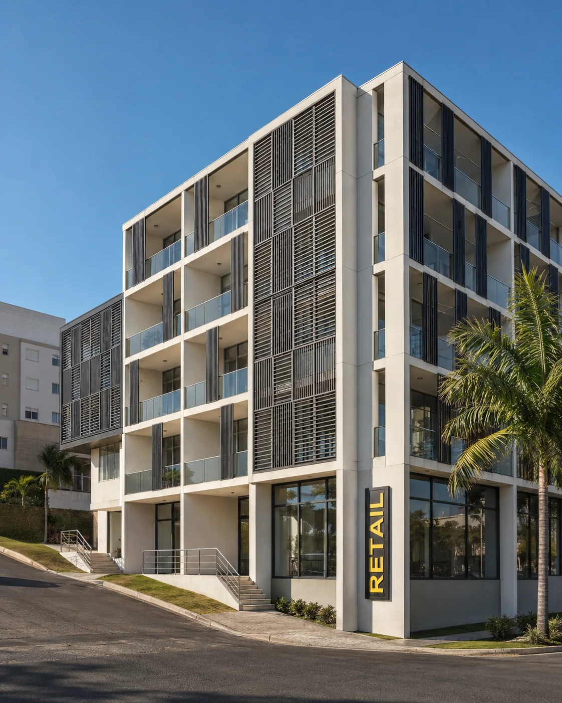 Resultado fotorrealista de edifício comercial